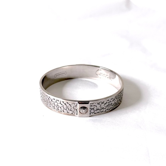 Coach Jewelry - COACH Silver Signature Engraved Logo Bangle NWOT